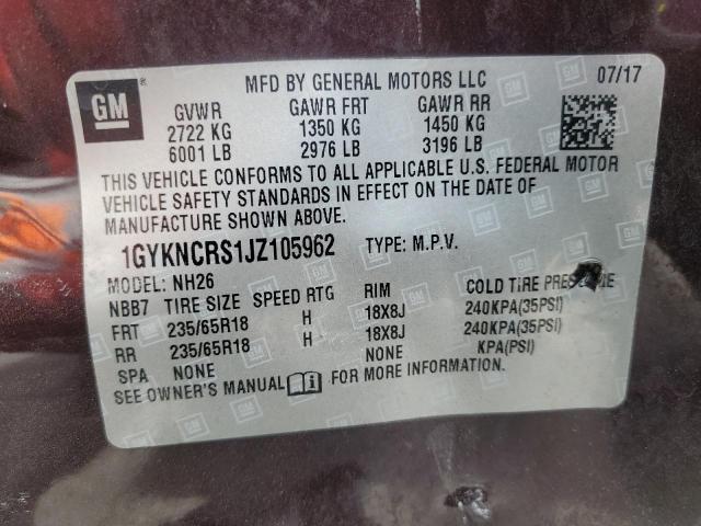 2018 CADILLAC XT5 LUXURY - 1GYKNCRS1JZ105962