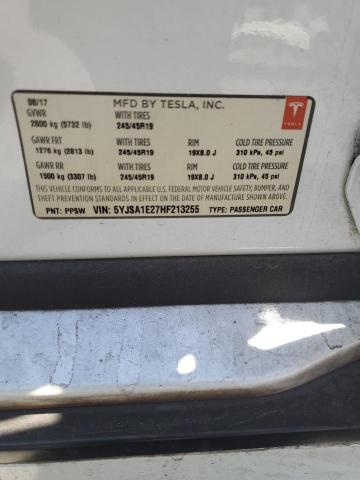 2017 TESLA MODEL S 5YJSA1E27HF213255