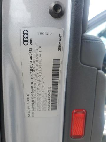 2019 AUDI A4 PREMIUM WAUENAF4XKA040216