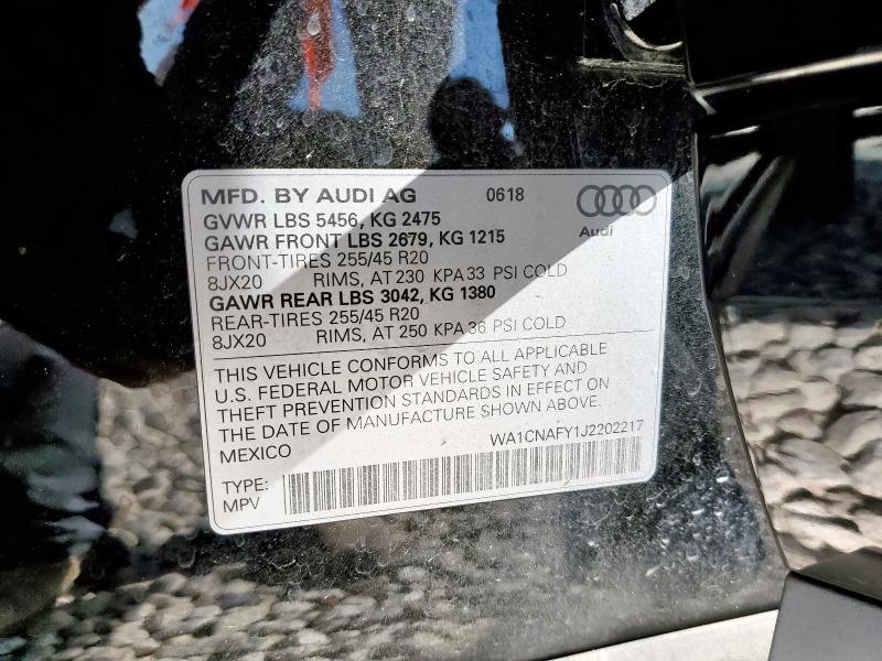 2018 AUDI Q5 PRESTIGE WA1CNAFY1J2202217
