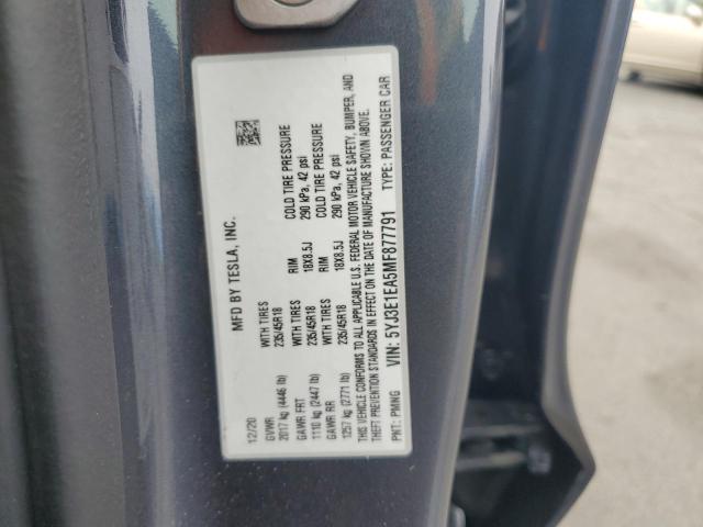 2021 TESLA MODEL 3 5YJ3E1EA5MF877791