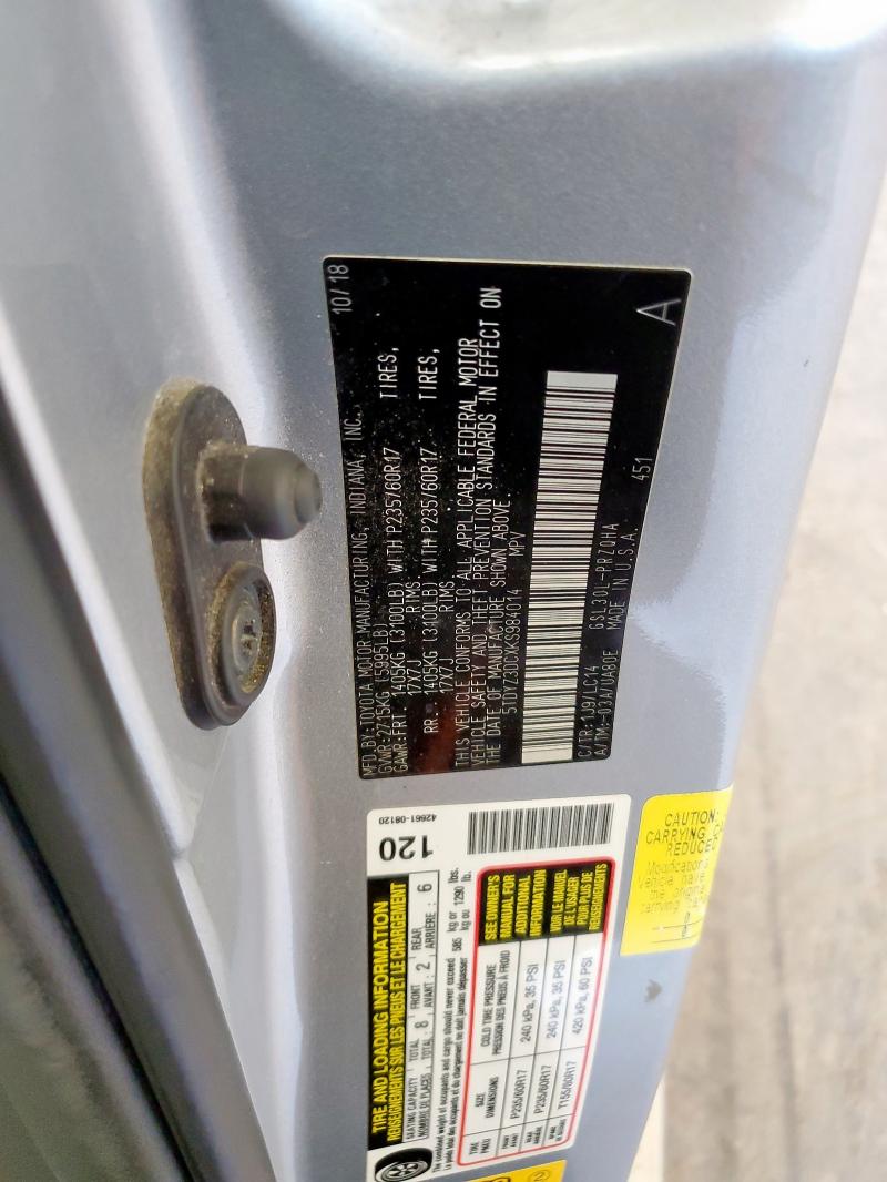 2019 TOYOTA SIENNA XLE 5TDYZ3DCXKS984014