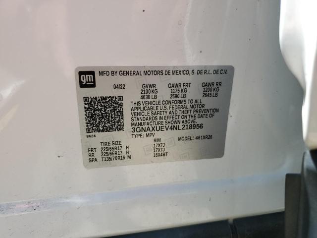 2022 CHEVROLET EQUINOX LT - 3GNAXUEV4NL218956