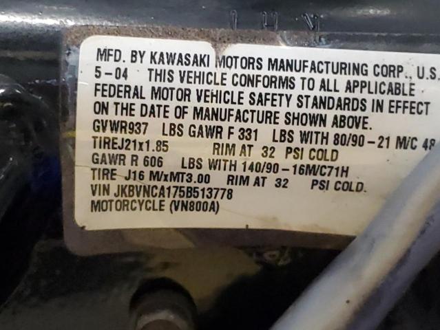 2005 KAWASAKI VN800 JKBVNCA175B513778