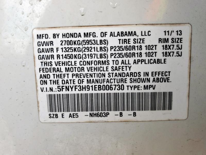 2014 HONDA PILOT TOUR - 5FNYF3H91EB006730