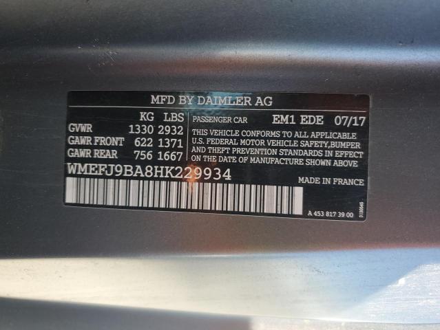 2017 SMART FORTWO WMEFJ9BA8HK229934