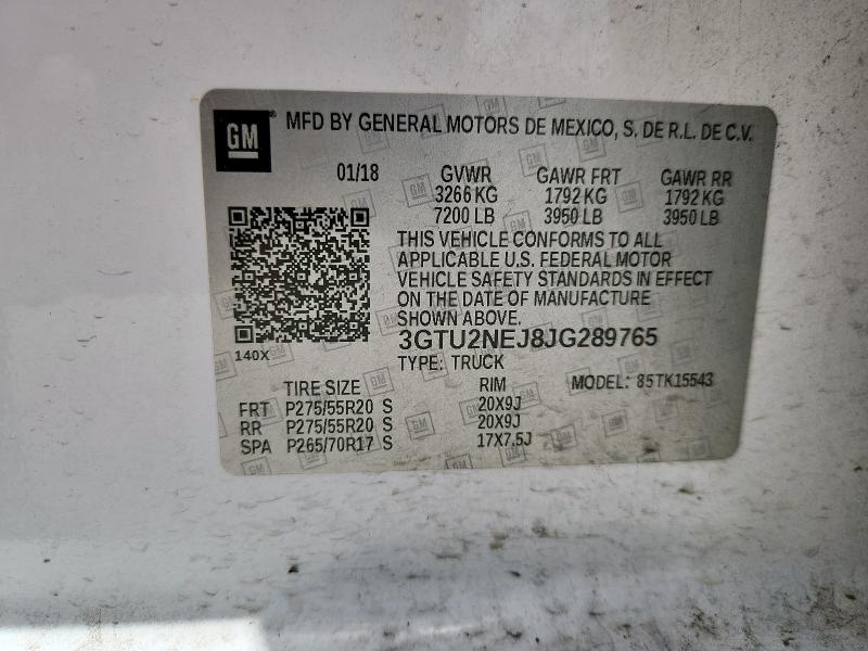 2018 GMC SIERRA K15 3GTU2NEJ8JG289765
