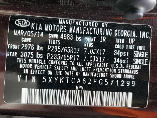 2015 KIA SORENTO LX 5XYKTCA62FG571299