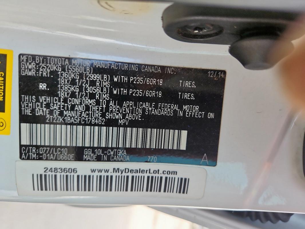 2015 LEXUS RX 350 2T2ZK1BA5FC178462