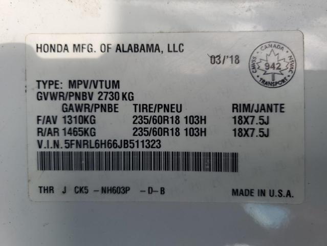 2018 HONDA ODYSSEY EX 5FNRL6H66JB511323