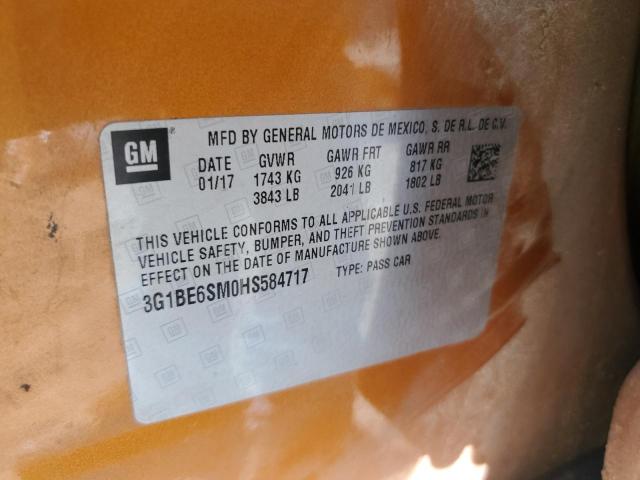 2017 CHEVROLET CRUZE LT - 3G1BE6SM0HS584717