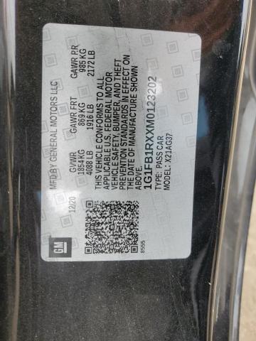 2021 CHEVROLET CAMARO LS 1G1FB1RXXM0123202