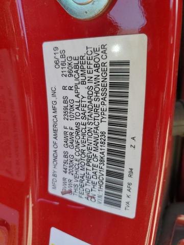 2019 HONDA ACCORD SPO 1HGCV1F38KA118236