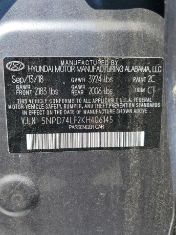 2019 HYUNDAI ELANTRA SE 5NPD74LF2KH406145