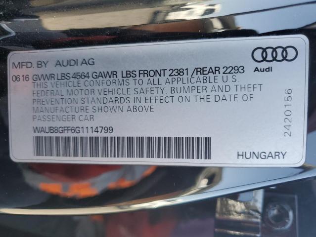 2016 AUDI A3 PREMIUM WAUB8GFF6G1114799