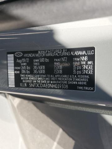 2022 HYUNDAI SANTA CRUZ SEL 5NTJCDAE0NH039308