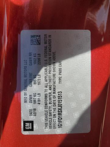 2018 CHEVROLET CAMARO LT 1G1FD1RSXJ0151513