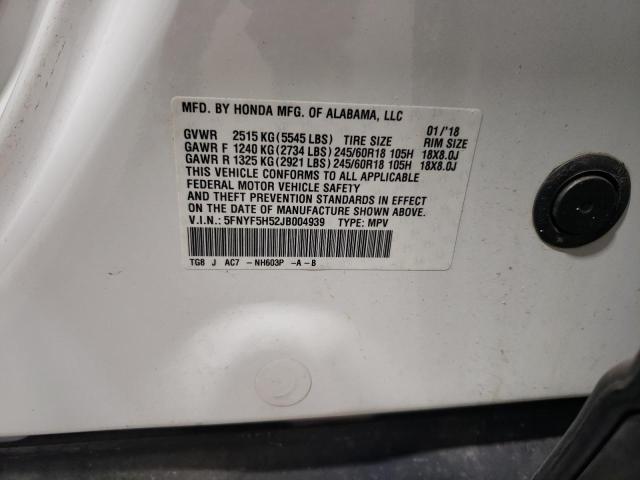 2018 HONDA PILOT EXL 5FNYF5H52JB004939