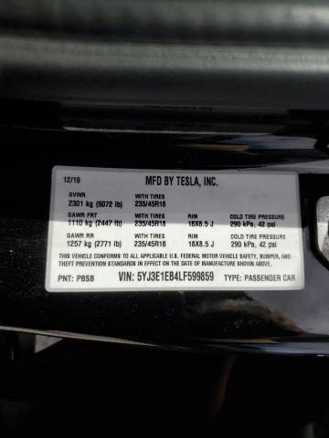 2020 TESLA MODEL 3 5YJ3E1EB4LF599859