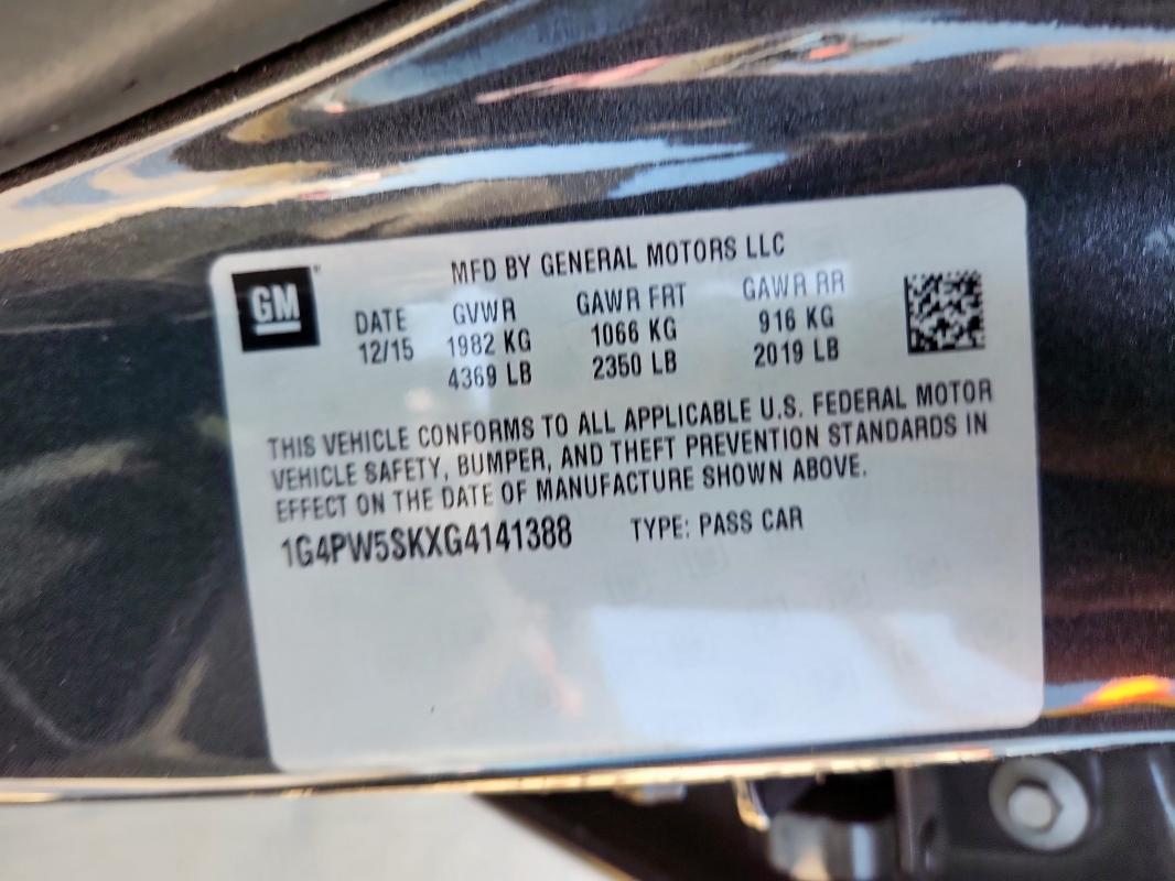 2016 BUICK VERANO SPO 1G4PW5SKXG4141388