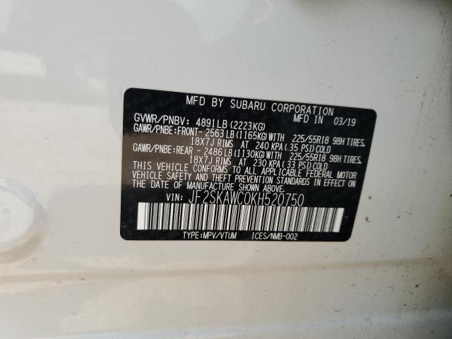 2019 SUBARU FORESTER T JF2SKAWC0KH520750