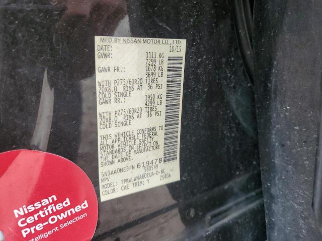 2015 NISSAN ARMADA PLA 5N1AA0NE5FN619478