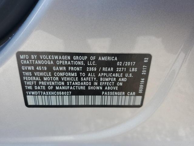 2017 VOLKSWAGEN PASSAT R-LINE 1VWDT7A3XHC056027