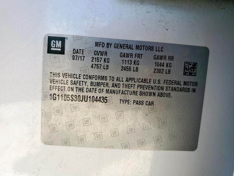 2018 CHEVROLET IMPALA LT - 1G1105S30JU104435