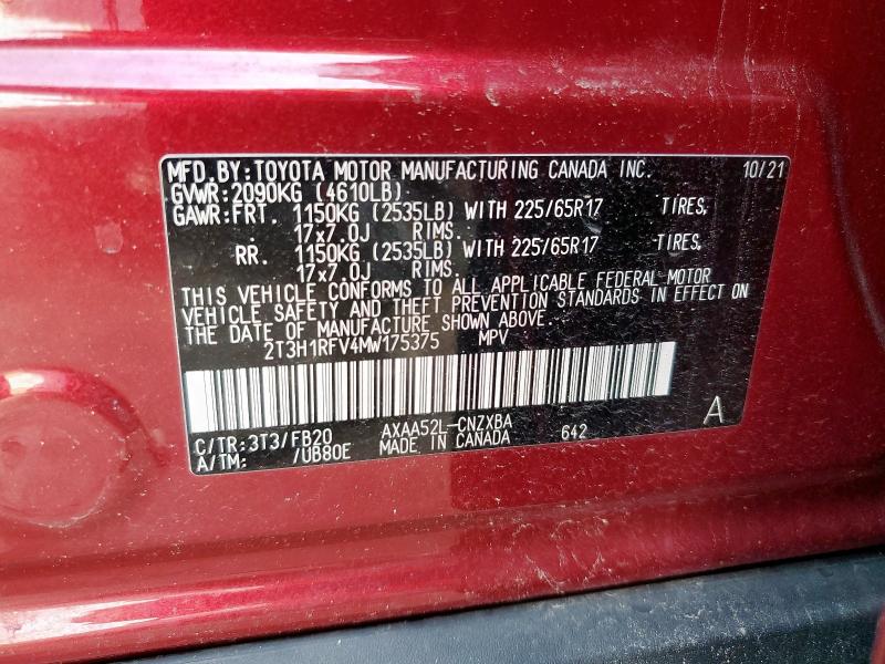 2021 TOYOTA RAV4 LE 2T3H1RFV4MW175375