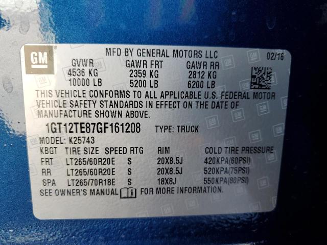 2016 GMC SIERRA K25 1GT12TE87GF161208