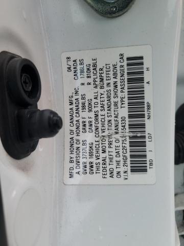 2018 HONDA CIVIC EX 2HGFC2F75JH554330