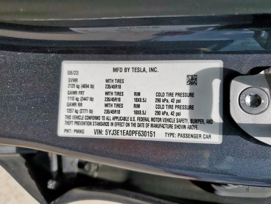 2023 TESLA MODEL 3 - 5YJ3E1EA0PF630151
