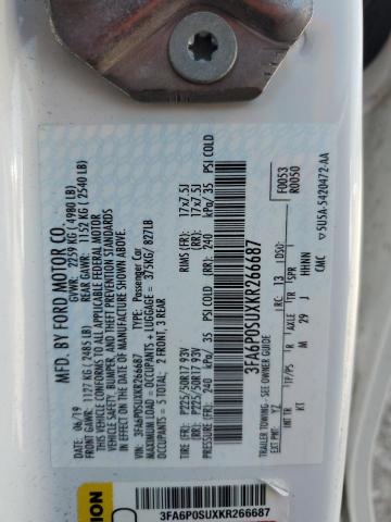 2019 FORD FUSION TIT - 3FA6P0SUXKR266687