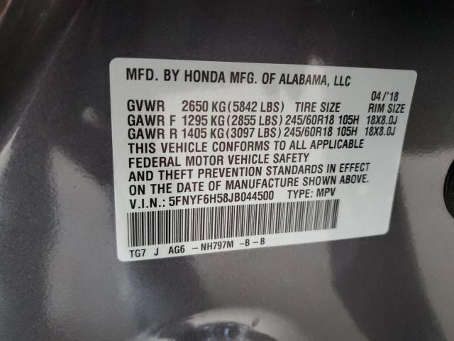 2018 HONDA PILOT EXL 5FNYF6H58JB044500