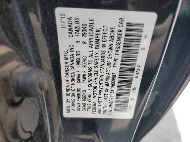 2012 HONDA CIVIC LX - 2HGFB2F5XCH609987
