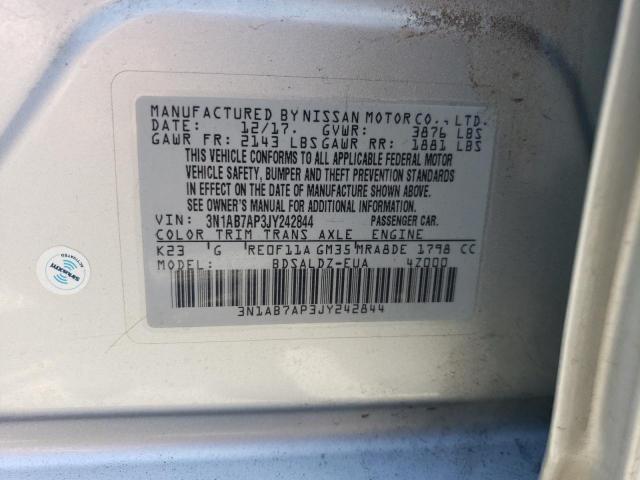 2018 NISSAN SENTRA S 3N1AB7AP3JY242844