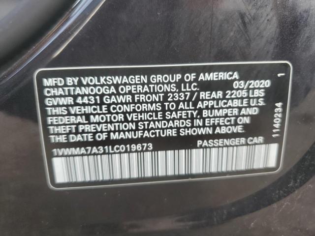 2020 VOLKSWAGEN PASSAT R-L 1VWMA7A31LC019673