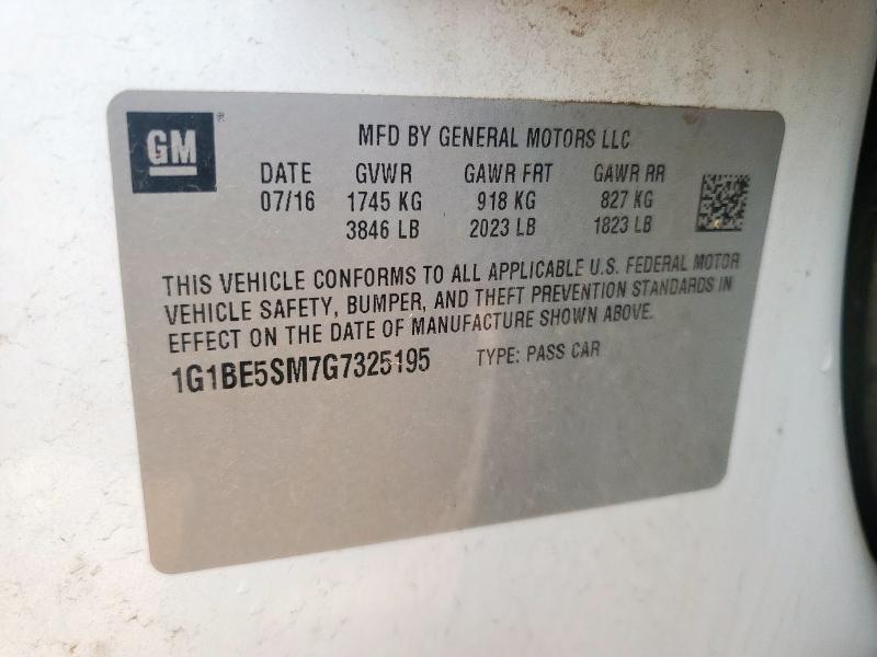 2016 CHEVROLET CRUZE LT - 1G1BE5SM7G7325195
