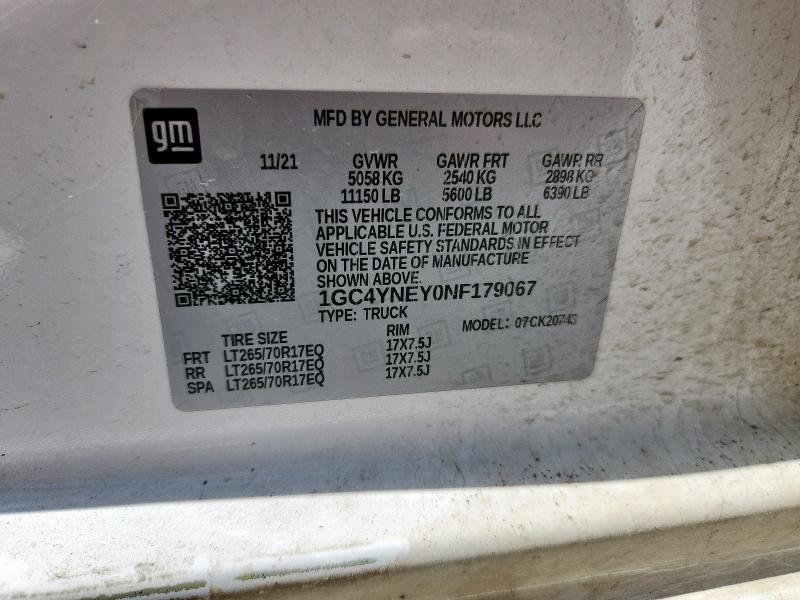 2022 CHEVROLET SILVERADO - 1GC4YNEY0NF179067