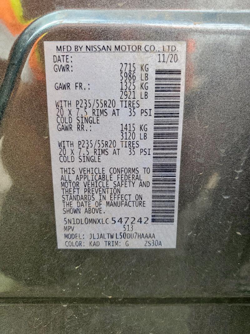 2020 INFINITI QX60 LUXE 5N1DL0MNXLC547242