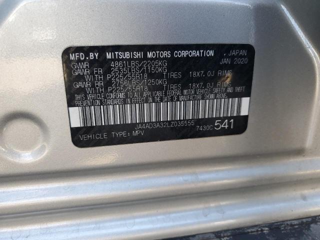 2020 MITSUBISHI OUTLANDER - JA4AD3A32LZ035555