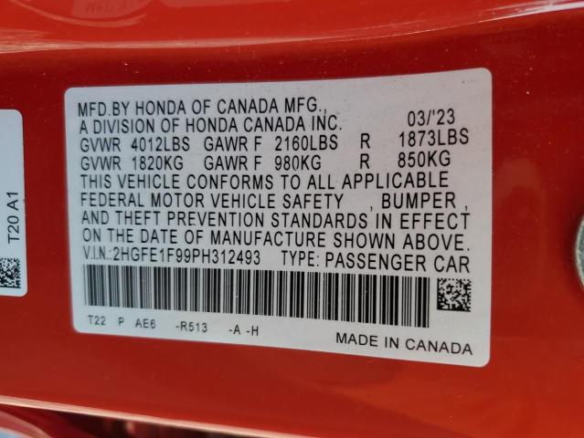 2023 HONDA CIVIC TOUR 2HGFE1F99PH312493