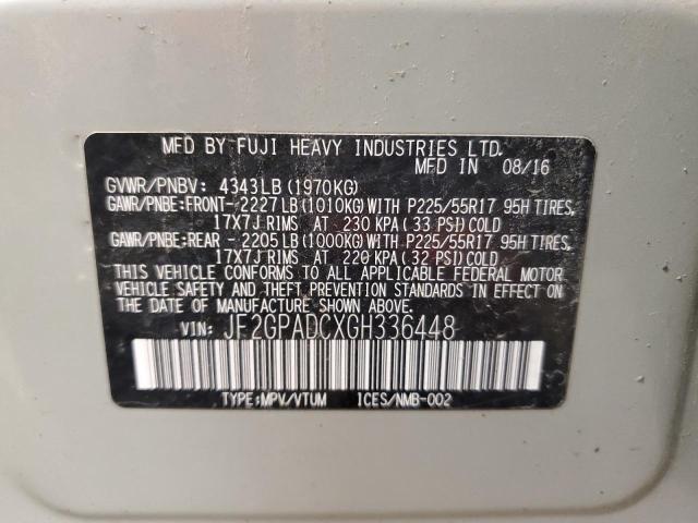 2016 SUBARU CROSSTREK - JF2GPADCXGH336448
