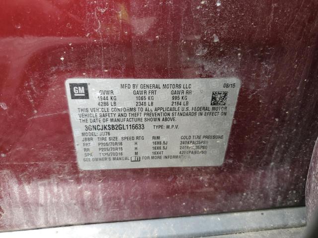 2016 CHEVROLET TRAX LS 3GNCJKSB2GL116633