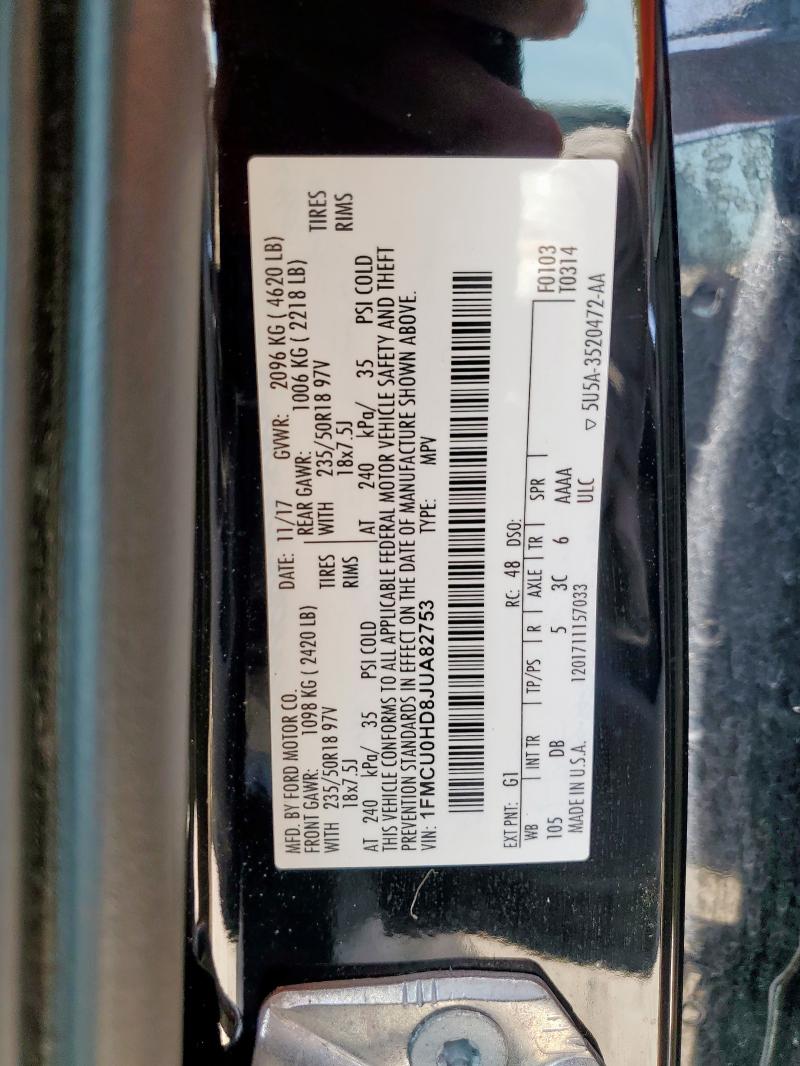 2018 FORD ESCAPE SEL - 1FMCU0HD8JUA82753