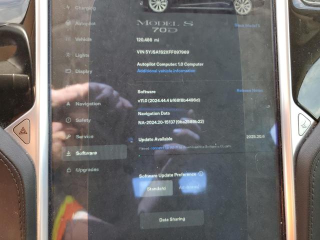2015 TESLA MODEL S 70 5YJSA1S2XFF097969