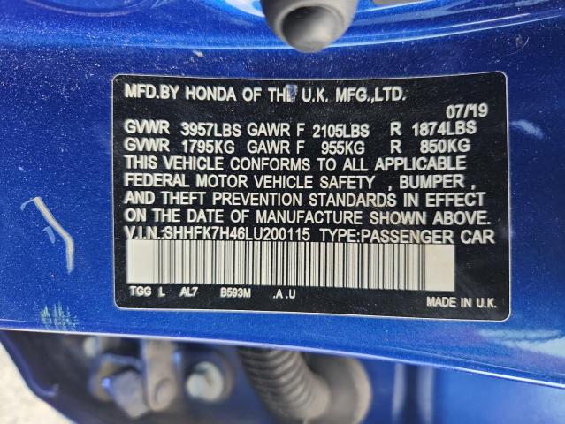 2020 HONDA CIVIC SPOR SHHFK7H46LU200115