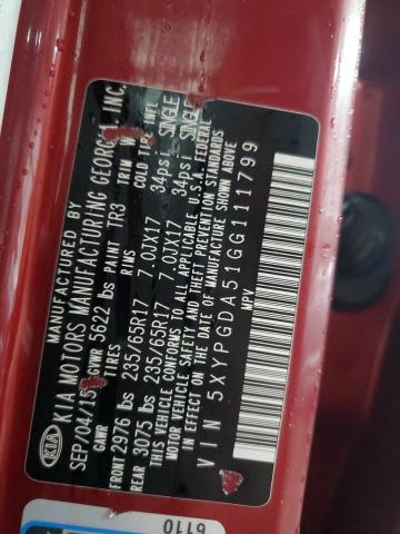 2016 KIA SORENTO LX 5XYPGDA51GG111799
