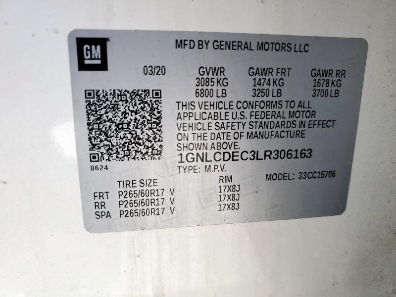 2020 CHEVROLET TAHOE POLI 1GNLCDEC3LR306163