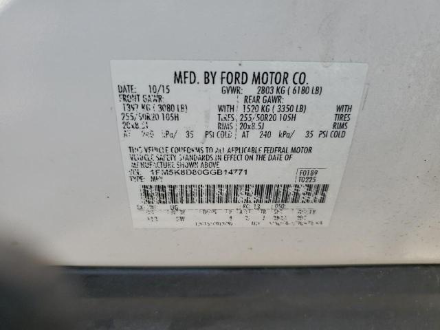 2016 FORD EXPLORER X - 1FM5K8D80GGB14771